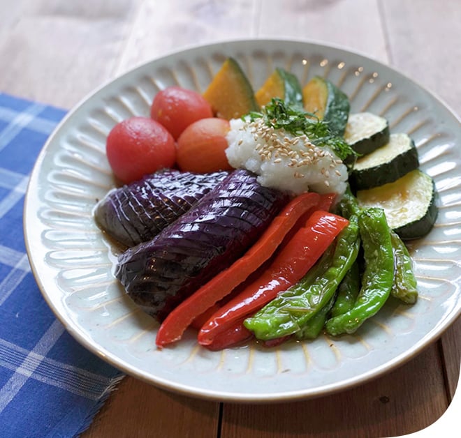 酒粕酢と鰹だしのさっぱり揚げ浸し
